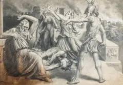 Jan Styka, Upadek Troi, 1878 r., 1878, ołówek, papier