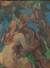 Pocałunek by Ludwig Klimek, olej, płyta, 20, sold May 2025