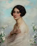 Stanisław Zawadzki, Portret kobiety ze sznurem pereł, 1933 r., 1933, olej, płótno