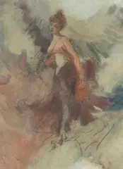 Franciszek Żmurko, Kobieta ze skrzydłami, akwarela, gwasz, tektura