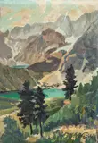 Franciszek Wójcik, Widok na Morskie Oko, olej, tektura
