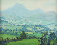 Ludwik de Laveaux, Pejzaż górski, olej, tektura