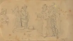 Juliusz Kossak, Szkice postaci historycznych, ołówek, papier