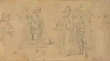 Juliusz Kossak, Szkice postaci historycznych, ołówek, papier