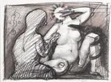 Bez tytułu by Franciszek Starowieyski, pastel, kredka, papier, 23, sold Apr 2025