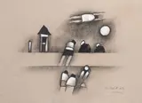 Witold-K, Z cyklu Ludzie, 1982, 1982, węgiel, tusz, akryl, papier czerpany, 29