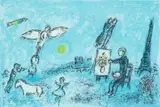 Marc Chagall, Malarz i jego sobowtór, 1981, 1981, litografia, papier