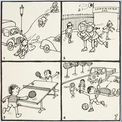 Jerzy Flisak, Projekt ilustracji do pisma dziecięcego, lata 70/80 XX w., tusz, papier