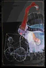 Henryk Cześnik, Na wyciągu, 1993, 1993, technika mieszana, kolaż, płótno