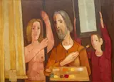 W pracowni, 1999 by Kiejstut Bereźnicki, 1999, olej, płótno, sold Apr 2025