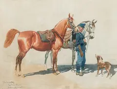 Juliusz Holzmüller, Koń Pana Majora, 1908, 1908, akwarela, papier, 29