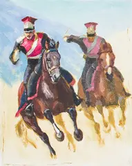 Wieńczysław Pyrzanowski, Szarża szwoleżerów gwardii cesarza Napoleona, gwasz, tektura, 25