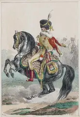 Hippolyte Bellangé, Portret konny księcia Eugèn Beauharnais’go, litografia, papier, 16