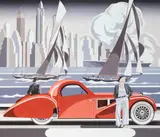 Tomasz Kostecki, Kobieta i czerwone Bugatti, 2025, 2025, olej, płótno