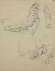 Jan Styka, Szkic do obrazu „Przysięga Witolda”, ołówek, gwasz, papier, 38