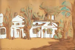 Jeremi Kubicki, Pałacyk we Frascati, 1929 r., 1929, technika mieszana, papier naklejony na tekturę