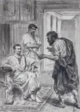 Jan Styka, Szkic do „Quo vadis” Henryka Sienkiewicza „Je suis un philosophe…”, ołówek, papier