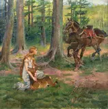 Jerzy Kossak, Święty Hubert, 1930 r., 1930, olej, płótno