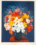 Moïse Kisling, Kwiaty, litografia barwna, papier