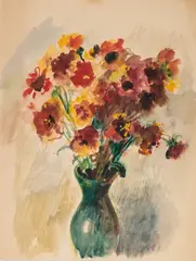 Jan Marcin Szancer, Kwiaty, akwarela, papier, 30