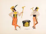 Zofia Stryjeńska, Strój ludowy z regionu tatrzańskiego, litografia, papier