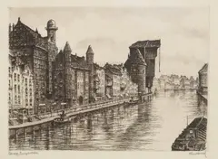 Paul Kreisel, Nad Motławą, akwaforta, papier, 24