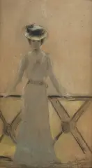 Teodor Axentowicz, Dama w kapeluszu, 1905 r., 1905, pastel, papier