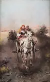 Jan Konarski, Wesoła jazda, olej, deska