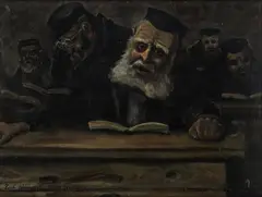 Józef Charyton, Żyd śpiewający Psalm Dawidowy, 1971 r., 1971, olej, płyta