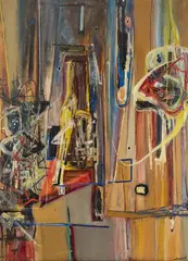 Marian Bogusz, Dramatischex landschaft, 1958 r., 1958, olej, płótno