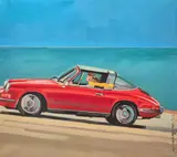 Marek Okrassa, Porsche. Żółty szal, 2024, 2024, olej, akryl, płótno