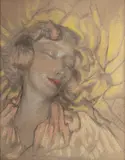 Stanisław Ignacy Witkiewicz, Portret Anny M., 1930 r., 1930, pastel, papier szary, szrafowany, 65