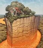 Jacek Yerka, Tektonik, 2005 r., 2005, olej, płótno