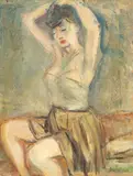 Czesząca się by Zygmunt Menkes, olej, płótno, 24, sold Jan 2025