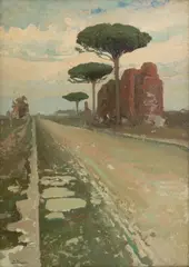 Via Appia by Iwan Trusz, olej, płyta, sold Jan 2025