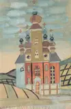 Nikifor Krynicki, Cerkiew Świętych Apostołów Piotra i Pawła w Krynicy Dolnej, po 1960 r., akwarela, gwasz, papier, 23