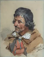 Jan Konopacki, Portret mężczyzny, 1883 r., 1883, akwarela, papier