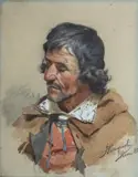Jan Konopacki, Portret mężczyzny, 1883 r., 1883, akwarela, papier