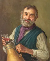 Koneser wina by Konstanty Szewczenko, olej, deska, sold Jan 2025