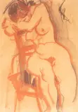 Ludwig Klimek, Akt, 1958 r., 1958, pastel, sangwina, papier