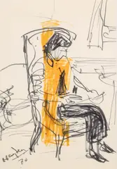Henryk Hayden, Siedząca, 1970 r., 1970, tusz, kredka