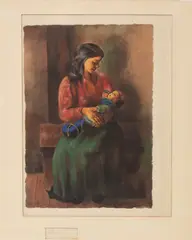 Moïse Kisling, Macierzyństwo, litografia barwna, papier