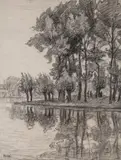 Jan Peszke, Nad wodą, kredka, papier