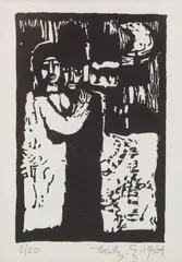 Z cyklu by Jerzy Duda-Gracz, linoryt, papier, 14, sold Jan 2025