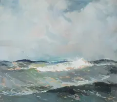 Antoni Suchanek, Morze, technika mieszana, papier, 68