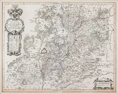 Jonas Scultetus, Ducatus Silesiae Glogani vera delineatio, Mapa Księstwa Głogowskiego, wyd. Joannes Janssonius, Amsterdam, ok. 1650; na verso tekst w języku niemieckim miedzioryt, 42