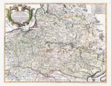 Guillaume Sanson, Stati della Corona di Polonia divisa nele sue Principali Provincie…, Mapa ziem Rzeczpospolitej, wyd. Paolo Petrini „Atlante Partenopeo”, stan drugi, Neapol, ok. 1700 miedzioryt kolorowany