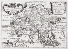 Nicolas de Fer, L’asie suivant les Nouvelles Decouvertes…, Mapa Azji pochodząca z dzieła „Atlas Curieux ou de Monde”, Paryż, 1705 miedzioryt