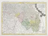 Johann Matthias Haas, Ducatus Silesiae tabula altera Superiorem Silesiam, Mapa Górnego Śląska pochodząca z dzieła „ Atlas Silesiae...”, wyd. Spadkobiercy Homanna, Norymberga, 1746 (atlas wydany w 1752) miedzioryt kolorowany, wym. mapy 42
