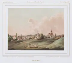 Th. Albert, Loslau, Widok Wodzisławia Śląskiego, pochodzący z dzieła A. Dunckera „Die ländlichen Wohnsitze, Schlösser und Residenzen…”, Berlin, 1857-1883 chromolitografia